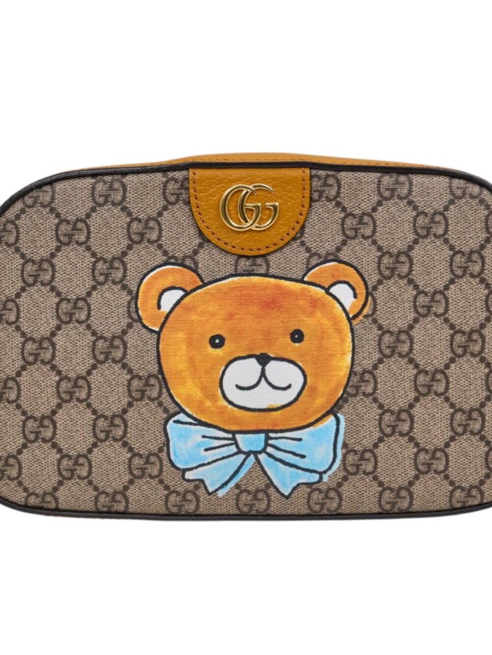 Gucci X Kai Brown Teddy Bear GG Supreme Canvas Crossbody